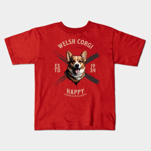 Welsh Corgi Kids T-Shirt by CloudEagleson